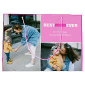 カスタムの母の日の写最高の真，お母さん ラージペーパーバッグ (裏面)