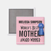 カスタムの母最高の賞のリボン マグネット (正面/裏面)