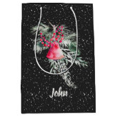 カスタムの水の色モダン植物性メリークリスマス ミディアムペーパーバッグ (正面)