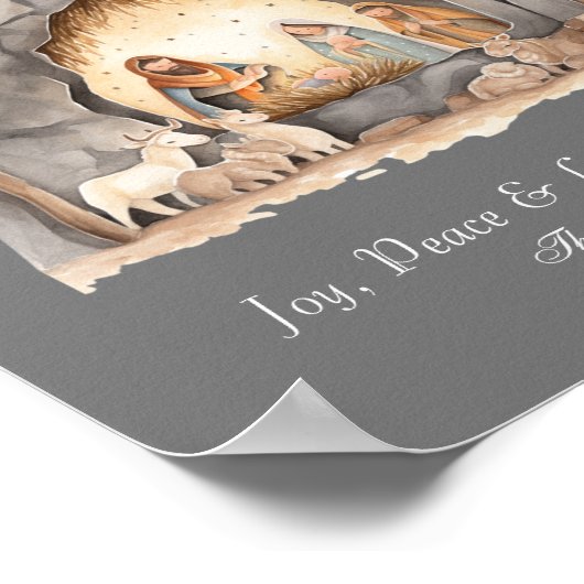 カスタムの水の色ヴィンテージクリスマス出生シーン ポスター (角)