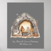 カスタムの水の色ヴィンテージクリスマス出生シーン ポスター (正面)