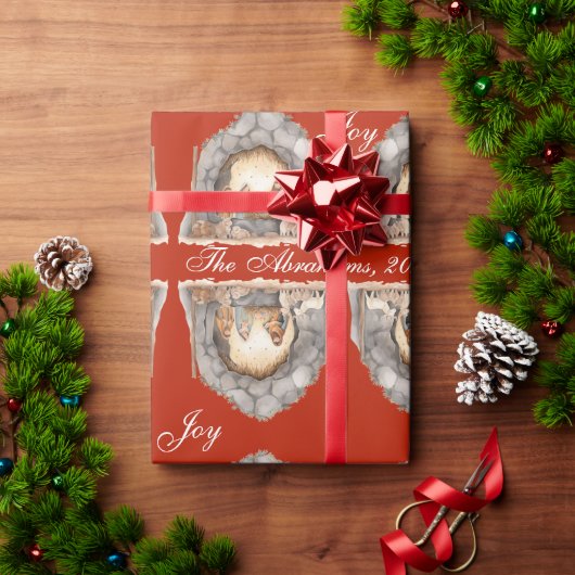 カスタムの水の色ヴィンテージクリスマス出生シーン ラッピングペーパー (クリスマスギフト)