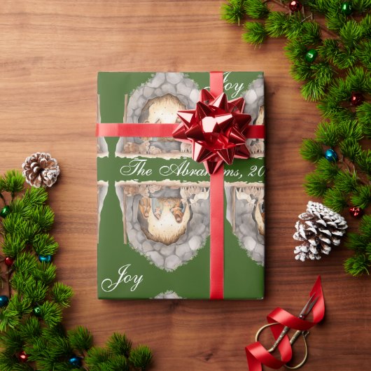 カスタムの水の色ヴィンテージクリスマス出生シーン ラッピングペーパー (クリスマスギフト)