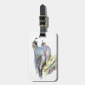 カスタムの水彩カリフォルニアウズラ ラゲッジタグ (正面縦)