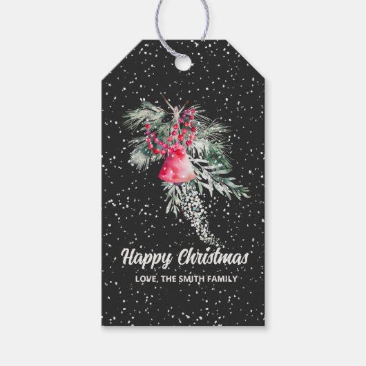 カスタムの水彩冬離れのクリスマス ギフトタグ (正面)