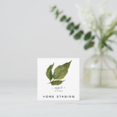 カスタムの水彩葉フォトホームステージング スクエア名刺 (スタンド正面)