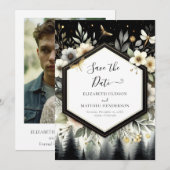 カスタムの水彩魅惑の結婚森 セーブザデート (正面/裏面)