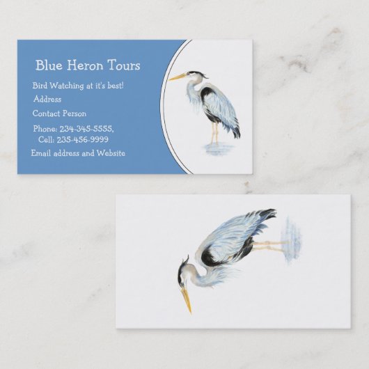 カスタムの水素晴らし色ブルーヘロン鳥ビジネス 名刺 (正面/裏面)