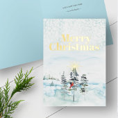 カスタムの水色クリスマスカード 箔シーズンカード