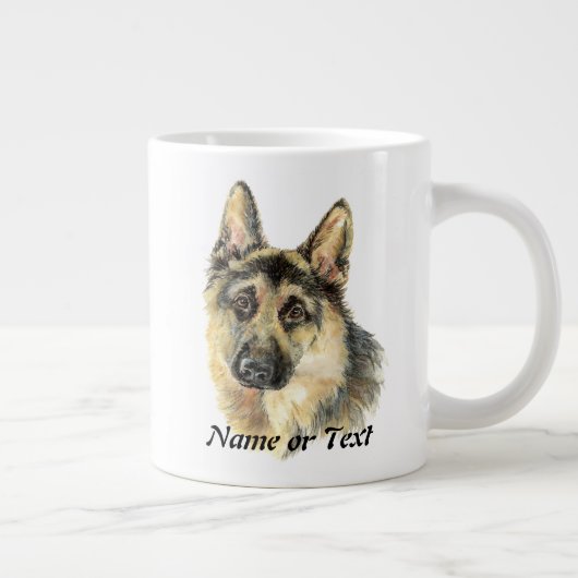カスタムの水色ドイツの羊飼い犬 ジャンボコーヒーマグカップ (右)