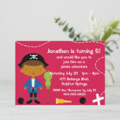 カスタムの海賊と鸚鵡の誕生日パーティー 招待状 (スタンド正面)