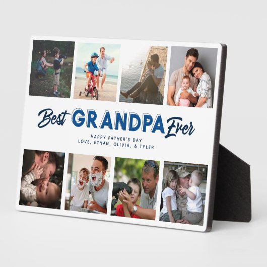 カスタムの父の日の写真コラージュじ最高のいちゃん フォトプラーク (側面)