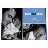 カスタムの父の日の写真最高のパパ ラージペーパーバッグ (正面)