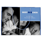 カスタムの父の日の写真最高のパパ ラージペーパーバッグ (裏面)