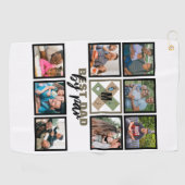 カスタムの父の日最高のパパby Par 8 Photo Collage ゴルフタオル (横)