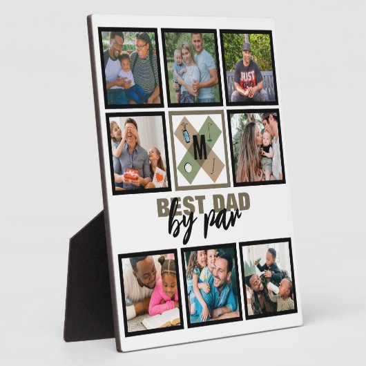 カスタムの父の日最高のパパby Par 8 Photo Collage フォトプラーク (側面)