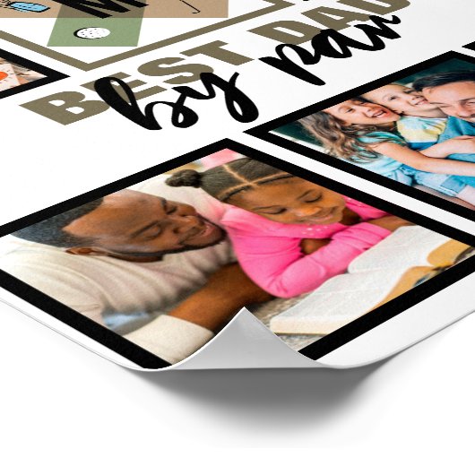 カスタムの父の日最高のパパby Par 8 Photo Collage ポスター (角)