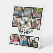 カスタムの父の日最高のパパby Par 8 Photo Collage 台座サイン (正面)