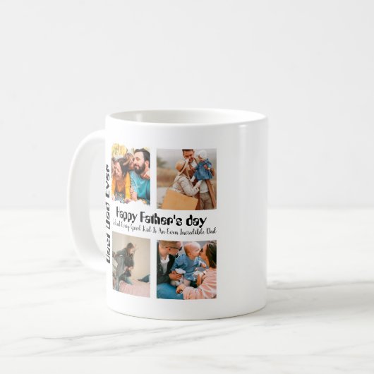 カスタムの父の日4写真コラージュ最高のパパ コーヒーマグカップ (正面左)