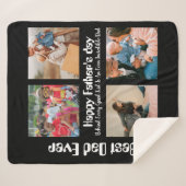 カスタムの父の日4写真コラージュ最高のパパ シェルパブランケット (正面(横))