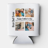 カスタムの父の日4写真コラージュ最高のパパ 缶クーラー (正面)