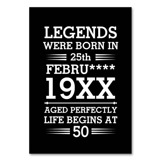 カスタムの生まれ伝説は年月 テーブルナンバー (正面)