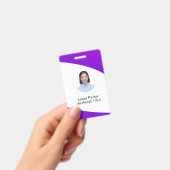 カスタムの社員写真文字紫 バッジ (手持ち)