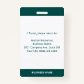 カスタムの社員写真青緑白ID バッジ (裏面)