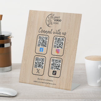 カスタムの私たちとつながるソーシャルメディアQR 台座サイン