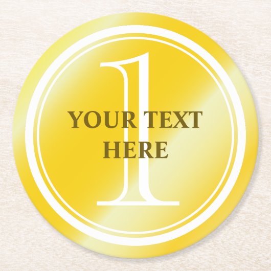 カスタムの第1入賞した金メダルの飲み物用コースター ラウンドペーパーコースター (正面)