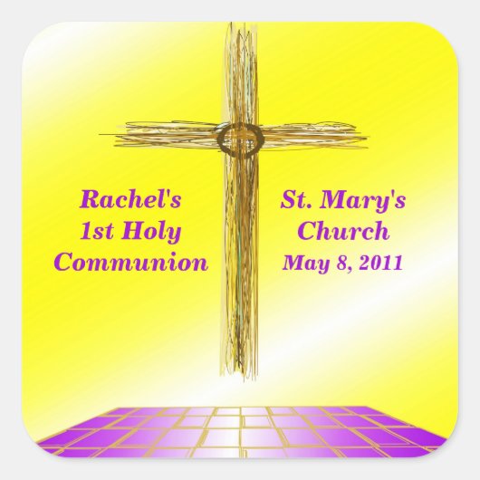 カスタムの第1聖餐のステッカー スクエアシール (正面)