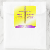 カスタムの第1聖餐のステッカー スクエアシール (バッグ)