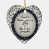 カスタムの第25銀製の結婚記念日 セラミックオーナメント (右)
