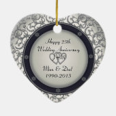 カスタムの第25銀製の結婚記念日 セラミックオーナメント (裏面)