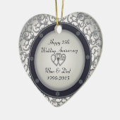 カスタムの第25銀製の結婚記念日 セラミックオーナメント (左)