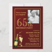 カスタムの第65バースデーパーティ招待状-バーガンディ 招待状 (正面)