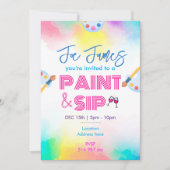 カスタムの絵を描きながらワインを飲むための招待状 招待状 (正面)