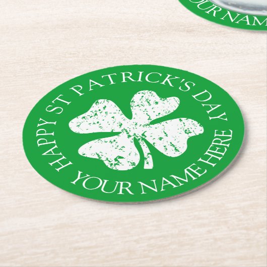 カスタムの緑のセントパトリックの日のパーティーのコースター ラウンドペーパーコースター (アングル)