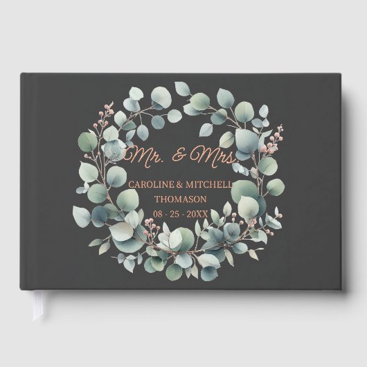 カスタムの習字カップル名バラ金ゴールド ゲストブック (正面)