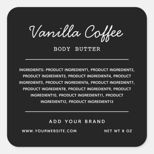 カスタムの色スクリプト行の原料リスト スクエアシール (正面)