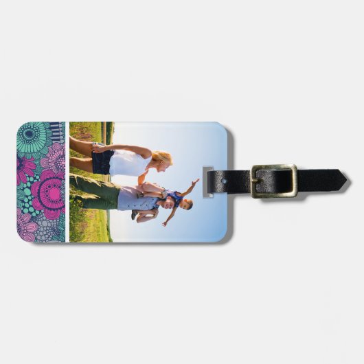 カスタムの花スタイリッシュ柄 ラゲッジタグ (正面横)