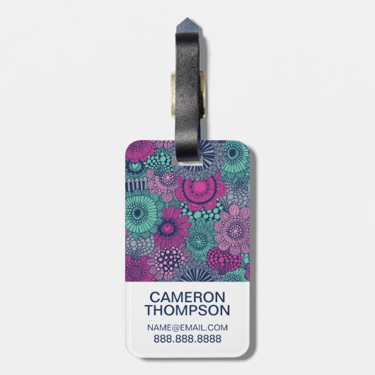 カスタムの花スタイリッシュ柄 ラゲッジタグ (裏面縦)