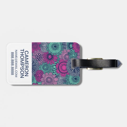 カスタムの花スタイリッシュ柄 ラゲッジタグ (裏面横)