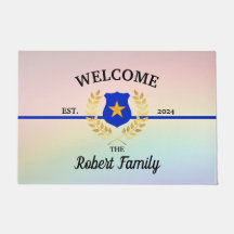 カスタムの薄い青い線の警察のバッジ歓迎の書式