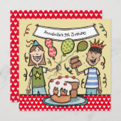 カスタムの誕生日パーティーの招待状 (正面/裏面)