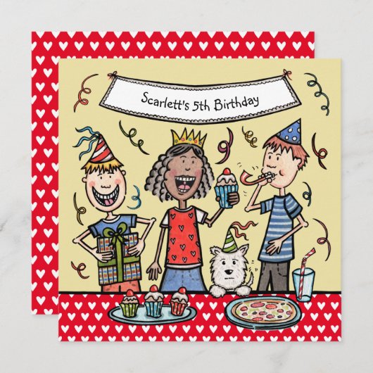 カスタムの誕生日パーティーの招待状 (正面/裏面)