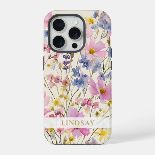 カスタムの野の花の名前 iPhoneケース (裏面)