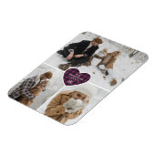 カスタムの雪の紫色のバッファローのプレイド写真クリスマス マグネット (左側)