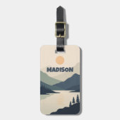 カスタムの静かな山の風景 水の反射 ラゲッジタグ (正面縦)