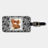 カスタムの黒のレース模様 ラゲッジタグ (正面横)